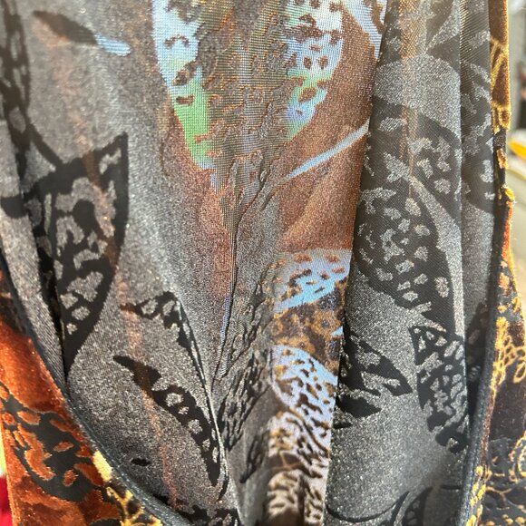 Vintage Velvet Burnout Top Fairy Handkerchief Sleeves Clientele Sz M Witchy Fall - Picture 7 of 8